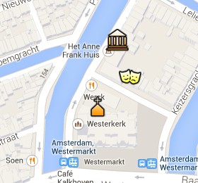 Situación de la Westerkerk en el Mapa Interactivo de Ámsterdam