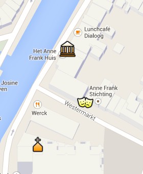 Situación de la Casa de Ana Frank en el Mapa Interactivo de Ámsterdam