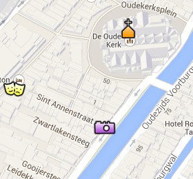 Situación de la Oude Kerk en el Mapa Interactivo de Ámsterdam