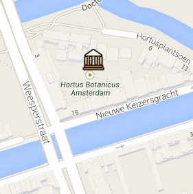Situación del Hortus Botanicus en el Mapa Interactivo de Ámsterdam