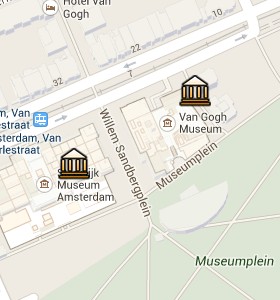 Situación del Museo Van Gogh en el Mapa Interactivo de Ámsterdam